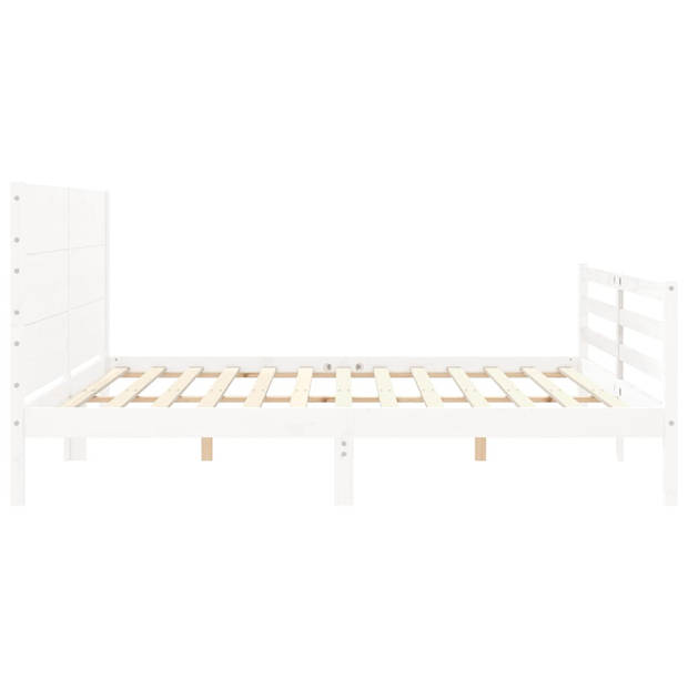 vidaXL Bedframe met hoofdbord massief hout wit 200x200 cm