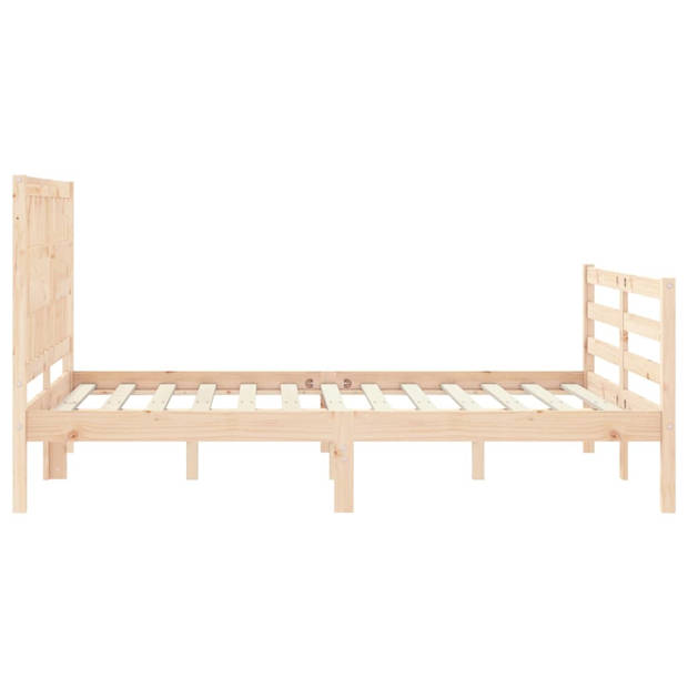 vidaXL Bedframe met hoofdbord massief hout