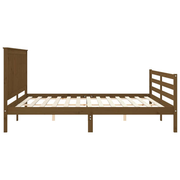 vidaXL Bedframe met hoofdbord massief hout honingbruin 200x200 cm