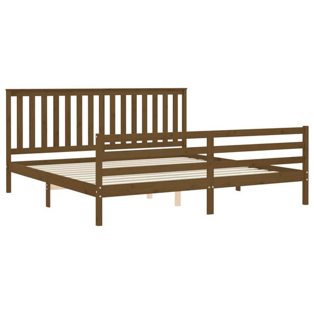 vidaXL Bedframe met hoofdbord massief hout honingbruin 200x200 cm