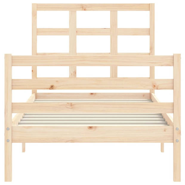 vidaXL Bedframe met hoofdbord massief hout 100x200 cm