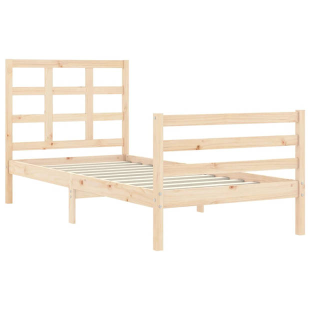 vidaXL Bedframe met hoofdbord massief hout 100x200 cm