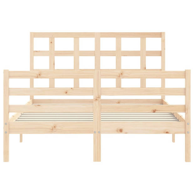 vidaXL Bedframe met hoofdbord massief hout 120x200 cm