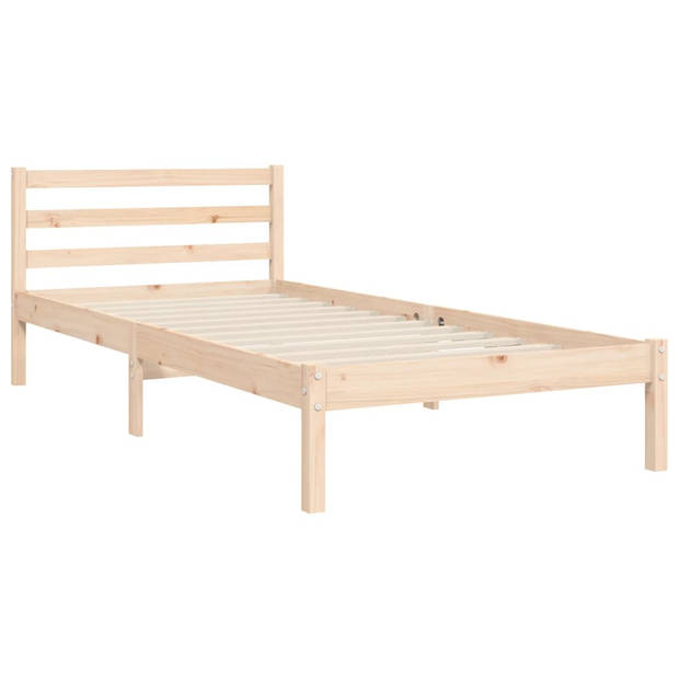 vidaXL Bedframe met hoofdbord massief hout 100x200 cm