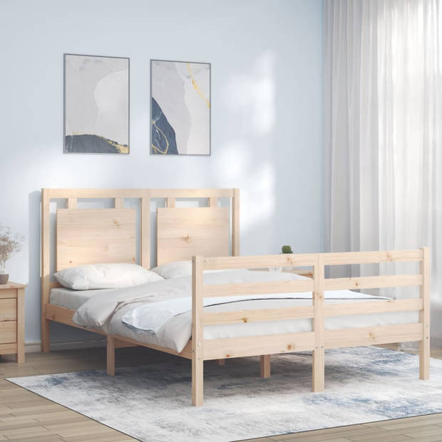 vidaXL Bedframe met hoofdbord massief hout