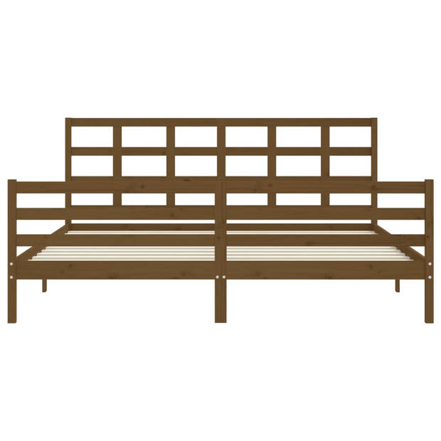 vidaXL Bedframe met hoofdbord massief hout honingbruin 200x200 cm