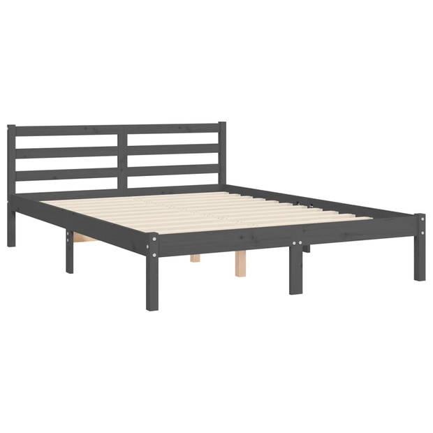 vidaXL Bedframe met hoofdbord massief hout grijs