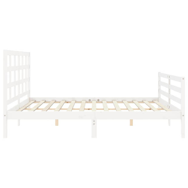 vidaXL Bedframe met hoofdbord massief hout wit