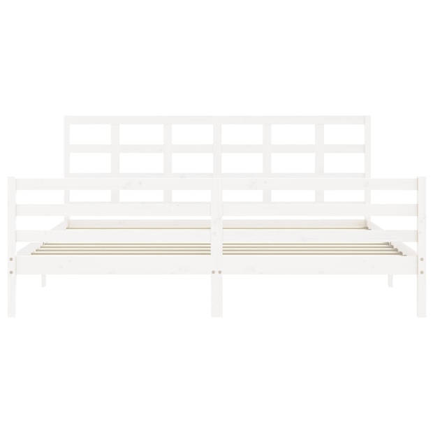 vidaXL Bedframe met hoofdbord massief hout wit