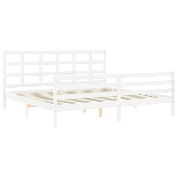 vidaXL Bedframe met hoofdbord massief hout wit