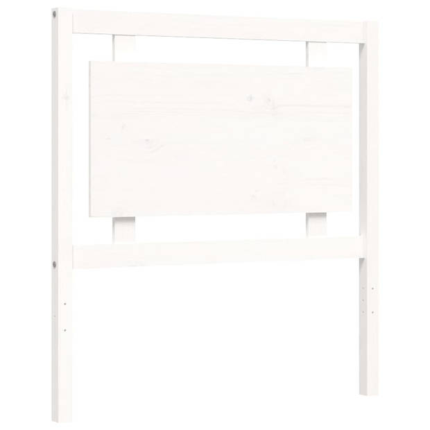 vidaXL Bedframe met hoofdbord massief hout wit 100x200 cm