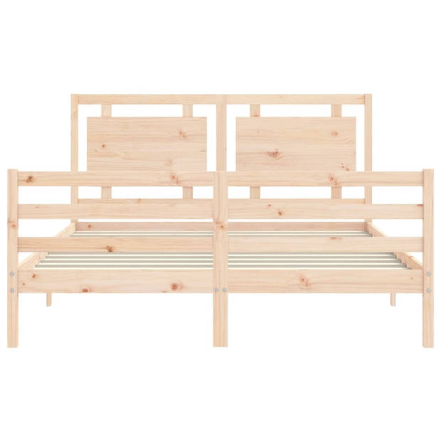 vidaXL Bedframe met hoofdbord massief hout 160x200 cm