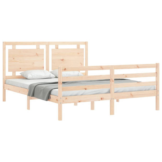 vidaXL Bedframe met hoofdbord massief hout 160x200 cm