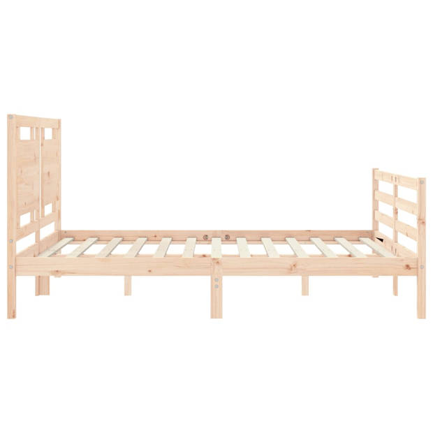 vidaXL Bedframe met hoofdbord massief hout 160x200 cm