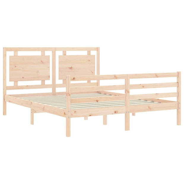 vidaXL Bedframe met hoofdbord massief hout 160x200 cm