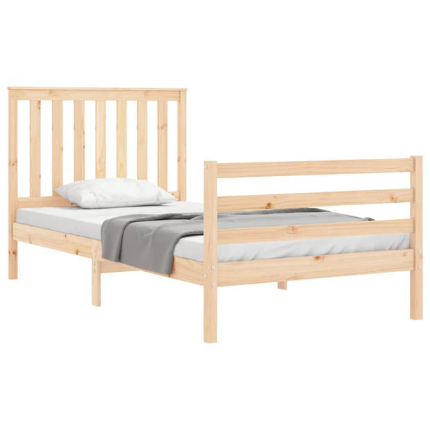 vidaXL Bedframe met hoofdbord massief hout 100x200 cm