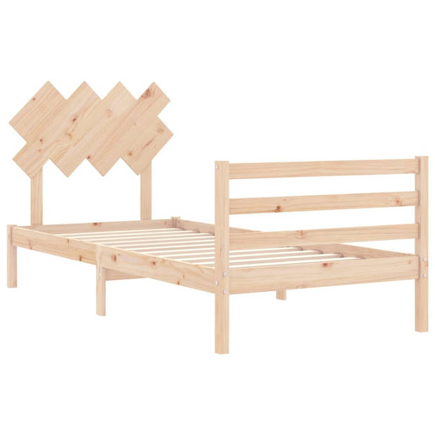 vidaXL Bedframe met hoofdbord massief hout