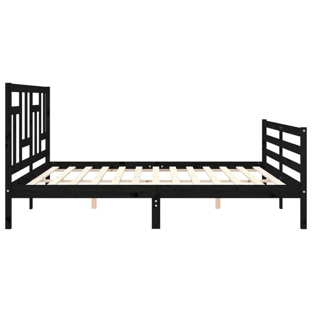 vidaXL Bedframe met hoofdbord massief hout zwart 200x200 cm