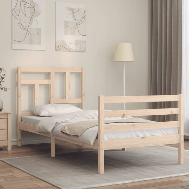 vidaXL Bedframe met hoofdbord massief hout