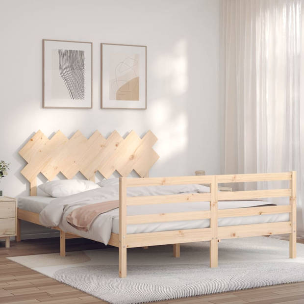 vidaXL Bedframe met hoofdbord massief hout