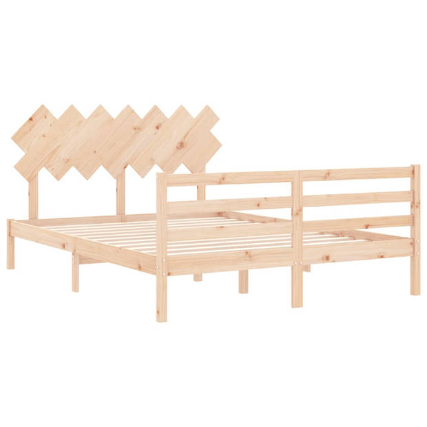 vidaXL Bedframe met hoofdbord massief hout