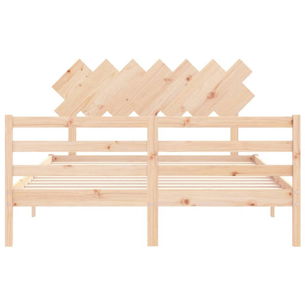 vidaXL Bedframe met hoofdbord massief hout