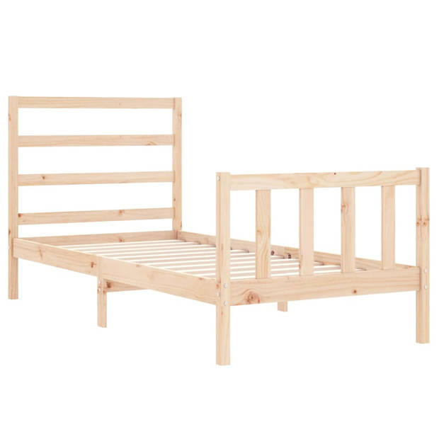 vidaXL Bedframe met hoofdbord massief hout 90x190 cm