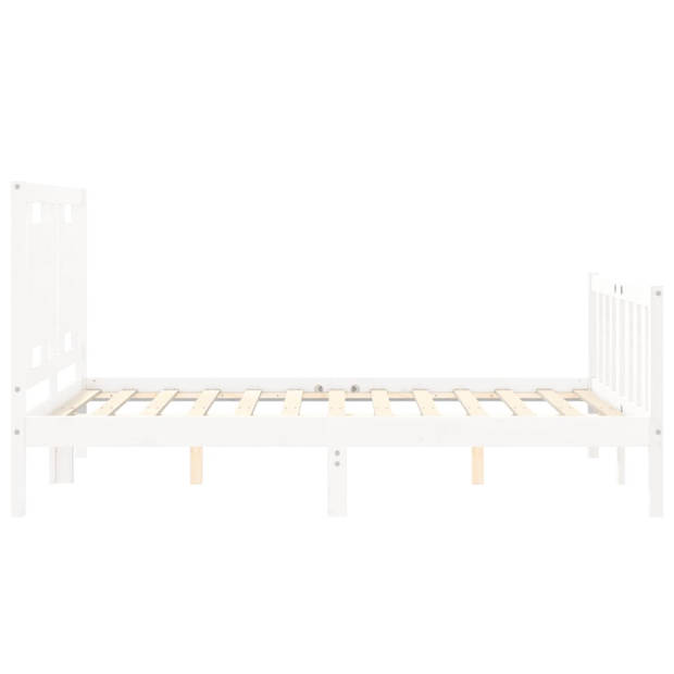 vidaXL Bedframe met hoofdbord massief hout wit