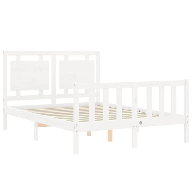 vidaXL Bedframe met hoofdbord massief hout wit