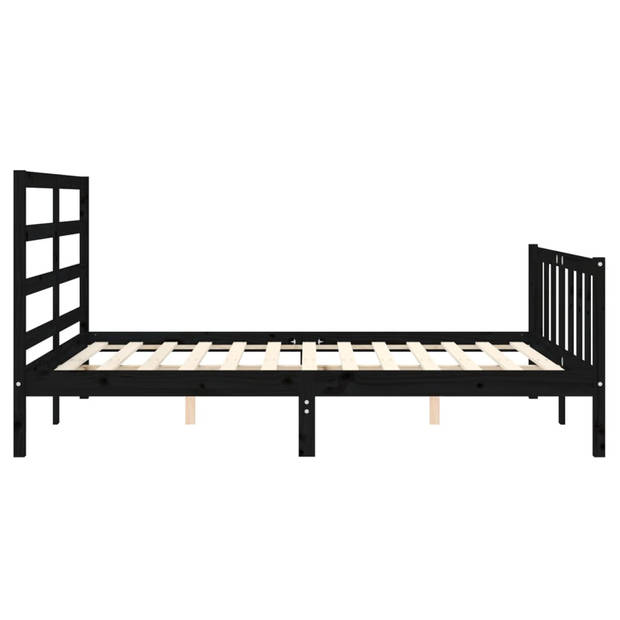 vidaXL Bedframe met hoofdbord massief hout zwart