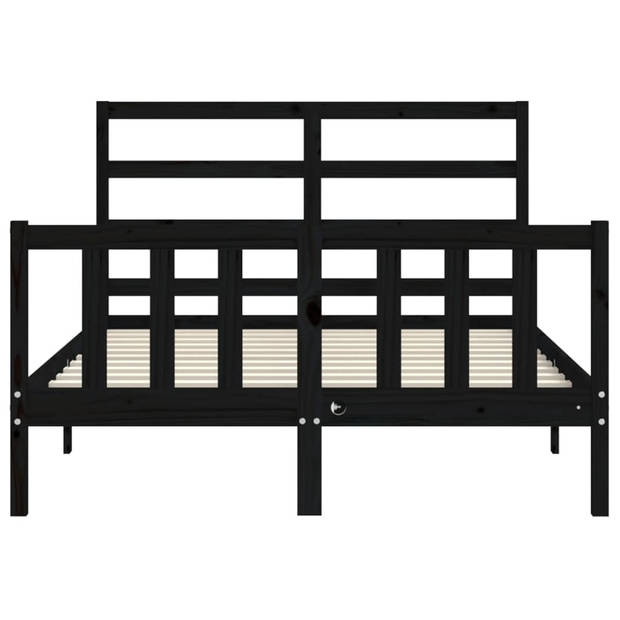 vidaXL Bedframe met hoofdbord massief hout zwart 140x200 cm