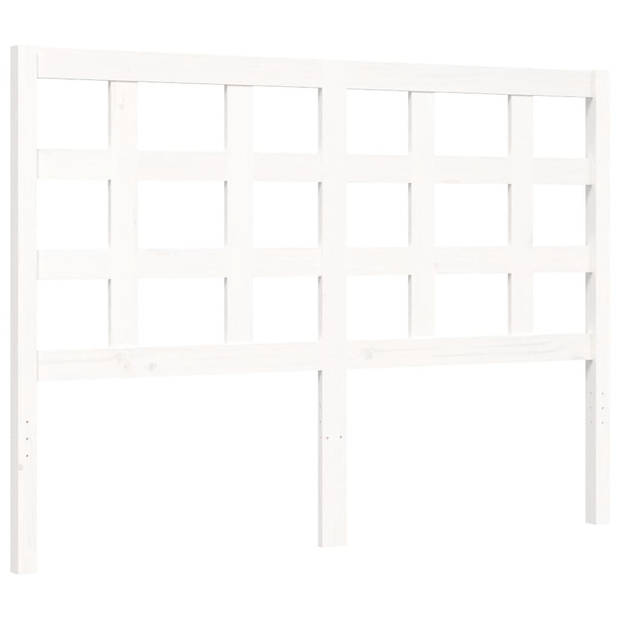 vidaXL Bedframe met hoofdbord massief hout wit 140x190 cm