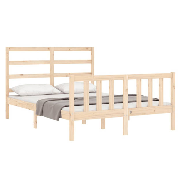 vidaXL Bedframe met hoofdbord massief hout 140x200 cm