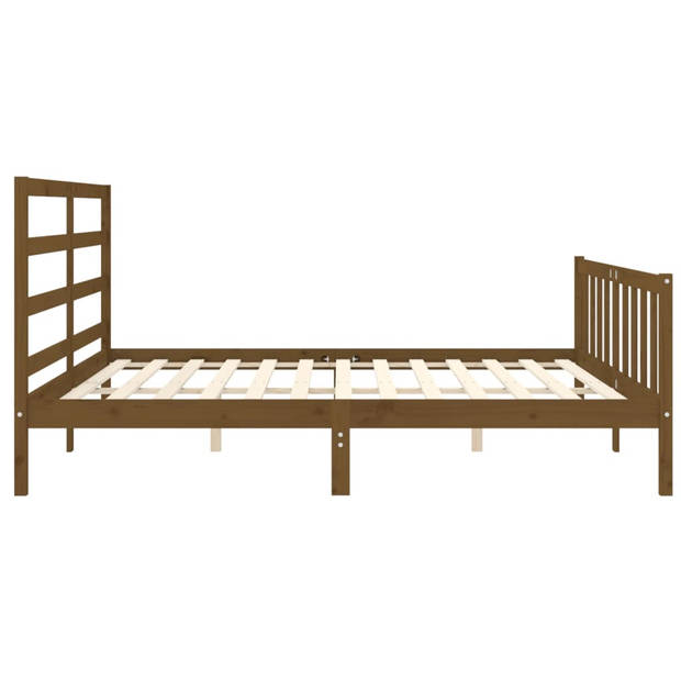 vidaXL Bedframe met hoofdbord massief hout honingbruin 200x200 cm