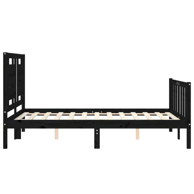 vidaXL Bedframe met hoofdbord massief hout zwart