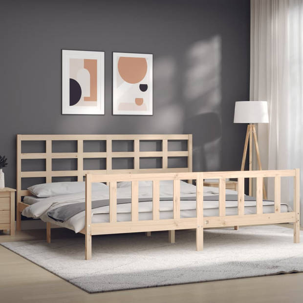 vidaXL Bedframe met hoofdbord massief hout 180x200 cm