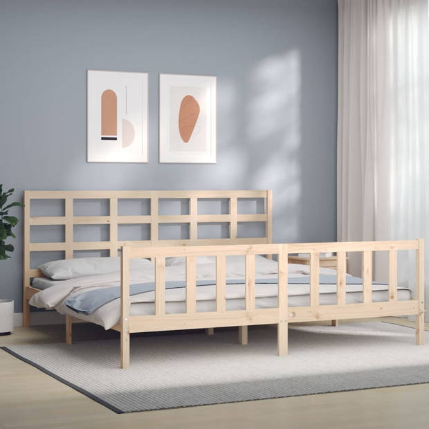 vidaXL Bedframe met hoofdbord massief hout 200x200 cm