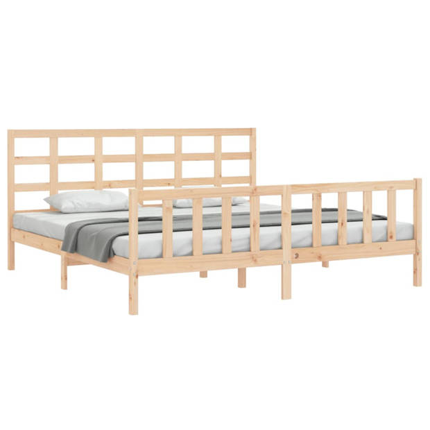 vidaXL Bedframe met hoofdbord massief hout 200x200 cm