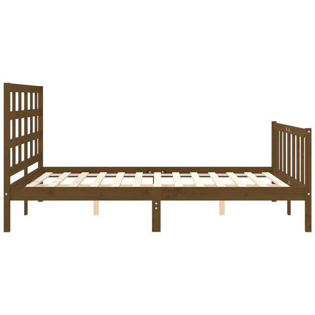 vidaXL Bedframe met hoofdbord massief hout honingbruin