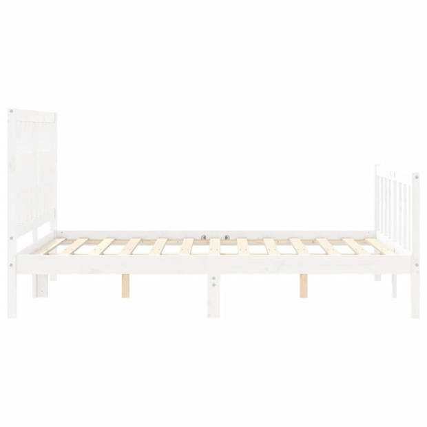 vidaXL Bedframe met hoofdbord massief hout wit