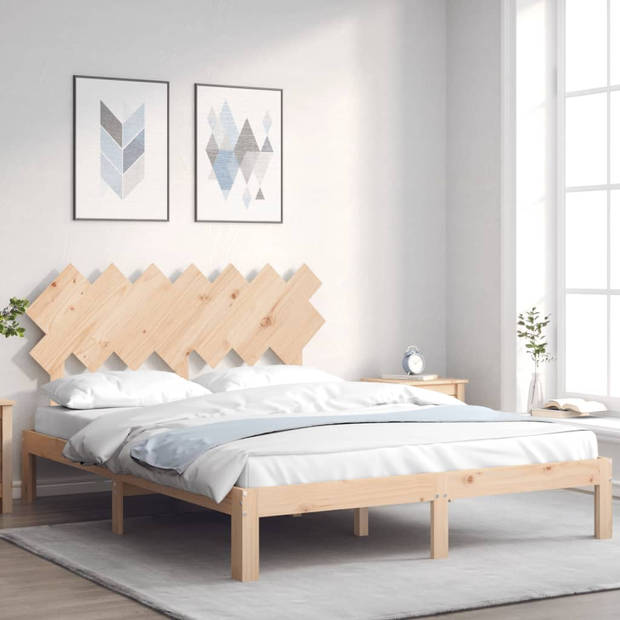 vidaXL Bedframe met hoofdbord massief hout