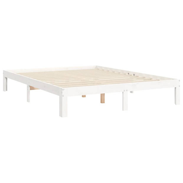 vidaXL Bedframe met hoofdbord massief hout wit