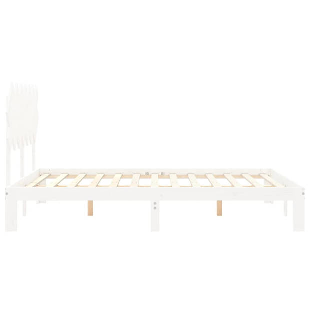 vidaXL Bedframe met hoofdbord massief hout wit