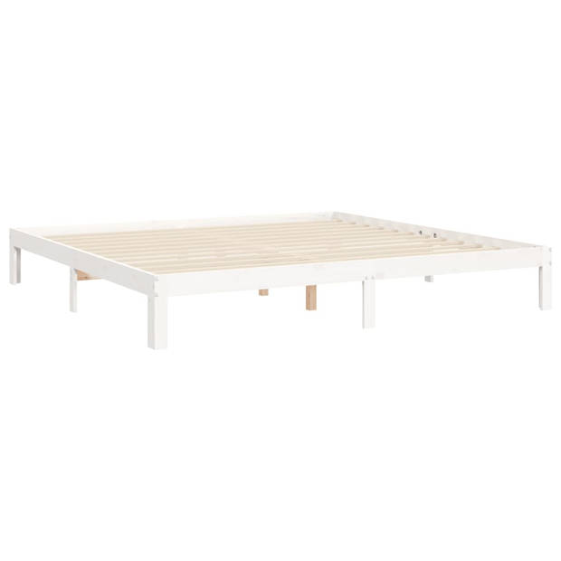 vidaXL Bedframe met hoofdbord massief hout wit