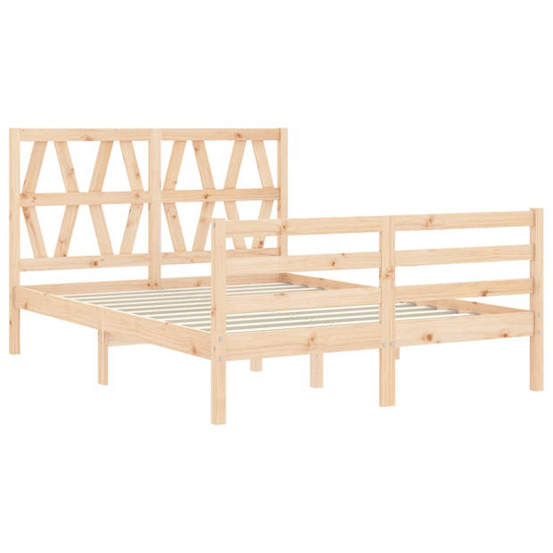 vidaXL Bedframe met hoofdbord massief hout 120x200 cm