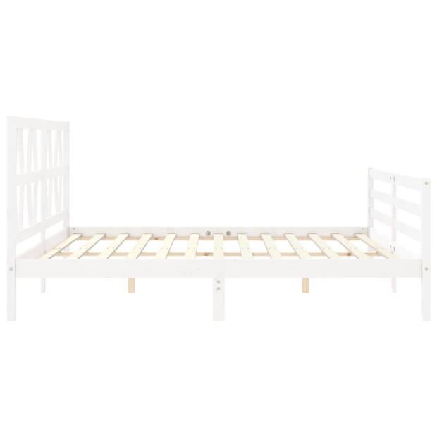 vidaXL Bedframe met hoofdbord massief hout wit 200x200 cm