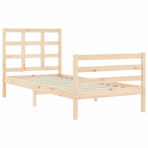 vidaXL Bedframe met hoofdbord massief hout 90x200 cm