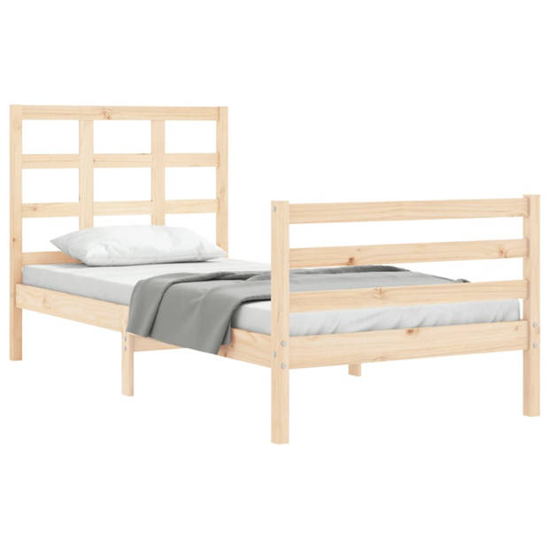 vidaXL Bedframe met hoofdbord massief hout 90x200 cm