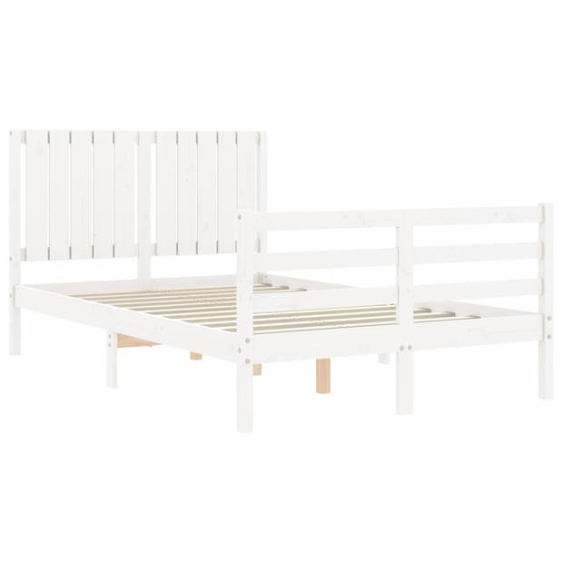 vidaXL Bedframe met hoofdbord massief hout wit