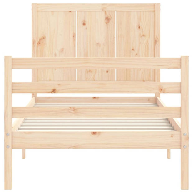 vidaXL Bedframe met hoofdbord massief hout 90x200 cm